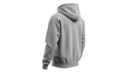 Back View of a Plain Gray Hoodie on a White Background.