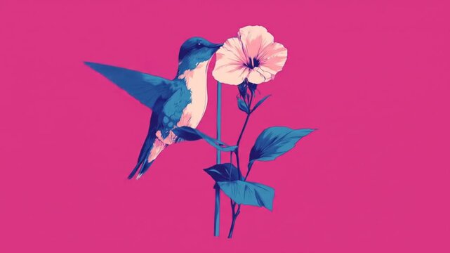 Hummingbird and flower illustration