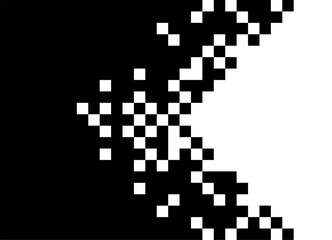 Transition from black to white. Vector pixel arrow on white background. Pointer, direction. Design element. Modern pattern. Vector background