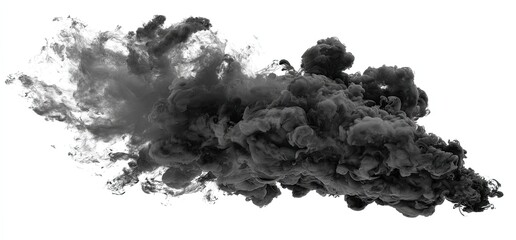 Abstract dark gray ink cloud against white background