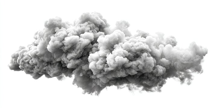 Gray smoke cloud against white background (4)
