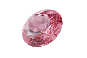 Exquisite faceted pink diamond gemstone with brilliant sparkling cut, cut out