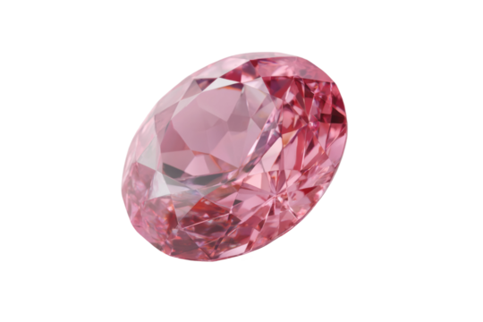 Exquisite faceted pink diamond gemstone with brilliant sparkling cut, cut out