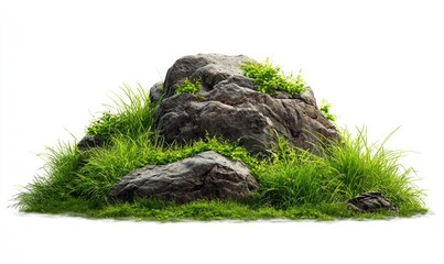 A rocky outcrop with verdant grass
