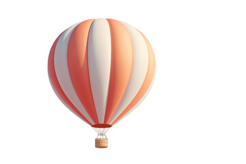 Fototapeta premium Striped red and white hot air balloon floating in clear sky, cut out