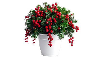 Festive greenery in a white pot