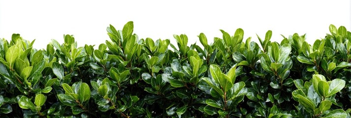 Obraz premium Dense hedge of vibrant green foliage against a white background