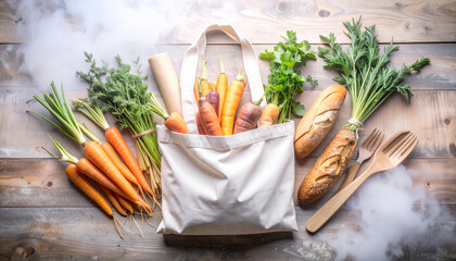 Farmers Market Vegan Bounty on Reclaimed Wood Table. Vegan Lifestyle. Generated Image