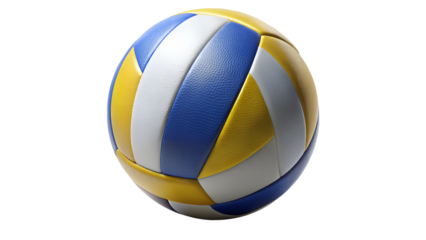 Colorful volleyball isolated on transparent background, showcasing its design and texture, perfect for sports and recreational activities