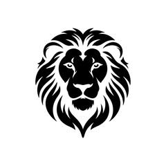 Fototapeta premium Vector lion silhouette logo, a stylish isolated king of the jangle lion head with flowing mane, a minimalist and deometric lion design on white background for logo, branding, and Illustration