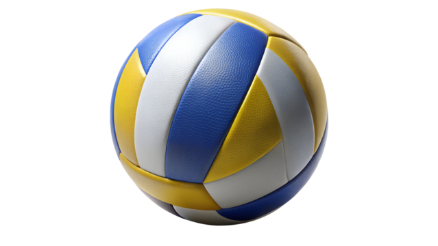 Colorful volleyball isolated on transparent background, showcasing its design and texture, perfect for sports and recreational activities