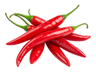Fresh red chili peppers bunch isolated png transparent background