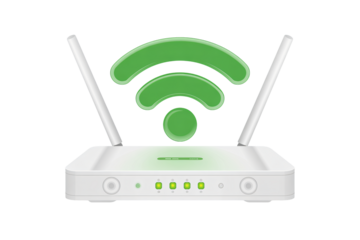 Modern Wi-Fi router broadcasting strong wireless signal, seamless connectivity