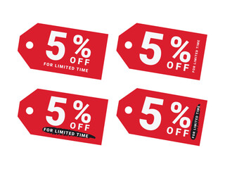 5% percent off tag bundle on transparent background. vector advertising banner or seasonal discount collection,5% off, tag special offer, sticker, poster, percent off price, marketing,