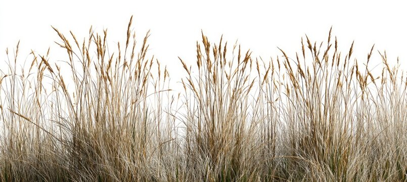 Dry, tall grasses against a white background