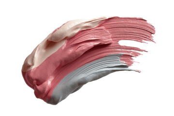 Colorful abstract brushstroke with pink and gray paint on black background, cut out