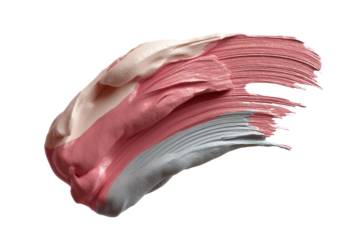 Colorful abstract brushstroke with pink and gray paint on black background, cut out