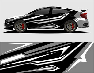 Car decal wrap design vector. Graphic abstract stripe racing background kit designs for vehicle, race car, rally, v12.eps