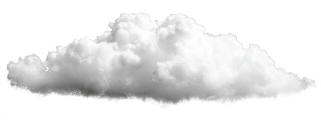 White fluffy cumulus cloud against a white background