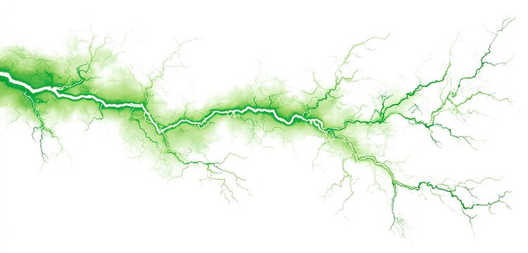 Abstract graphic of a flowing, translucent green lightning effect