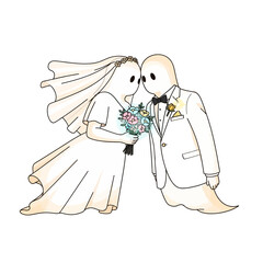 Ghost Couple Wedding Illustration Vector