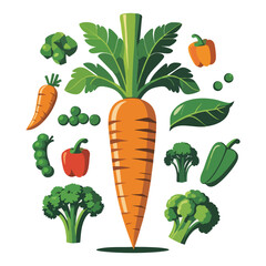 World Vegetarian Day vector illustration bundle featuring fresh vegetables, healthy plant-based food icons, eco-friendly symbols, and vibrant veggie characters in solid colors.