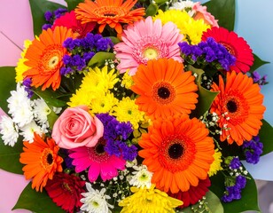 Vibrant bouquet of colorful flowers