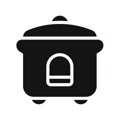 Modern black and white icon representing a kitchen appliance likely a rice cooker or slow cooker