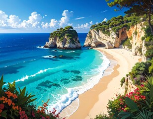 Fototapeta premium Coastal paradise with turquoise waters and dramatic cliffs