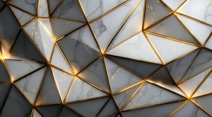 Gold and white patterned wall with a diamond shape. The pattern is made up of triangles and squares