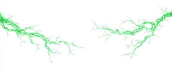 Two light green lightning bolt shapes on a white background