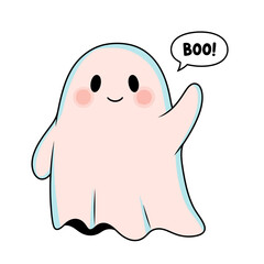 Cute Waving Ghost Kawaii Halloween Character