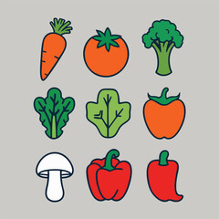 Healthy eating and sustainability vector pack for World Vegetarian Day with vibrant flat illustrations of vegetables, plant-based foods, smoothies, and eco-friendly icons.
