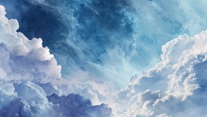 Fototapeta premium The sky is filled with clouds and the color is blue. The clouds are scattered throughout the sky. The sky is a beautiful