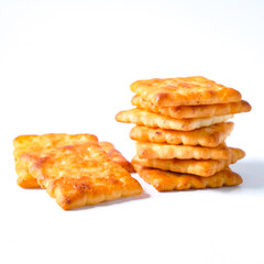 Square biscuits coconut over a white background.
