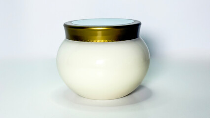 Cosmetic cream jar isolated on white background, skincare product