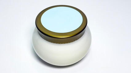 Cosmetic cream jar isolated on white background, skincare product