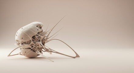 Abstract Bio-Mechanical Sculpture with Organic Form and Pale Aesthetic