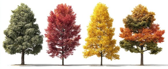Four autumn trees in various fall colors