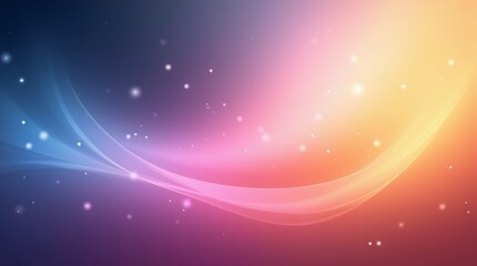 Fototapeta premium Abstract colorful background with glowing bokeh and light curves. A vibrant and ethereal design with a gradient of pink, blue, and yellow. Perfect for celebrations and concepts. Generative Ai.