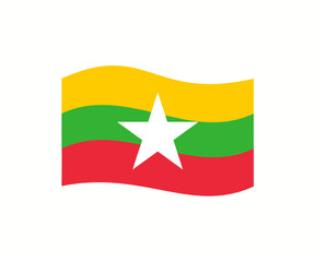 Waving flag of Myanmar. Myanmar flag icon vector design and illustration.