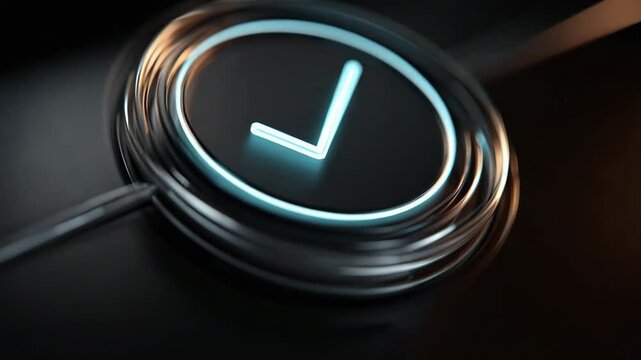 Abstract digital clock icon with glowing elements on dark background  