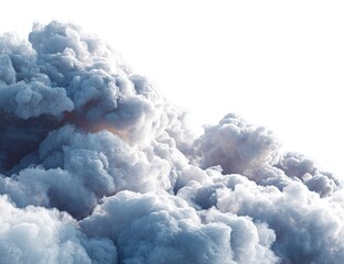 Dense, gray-white cloud formation against a stark white background