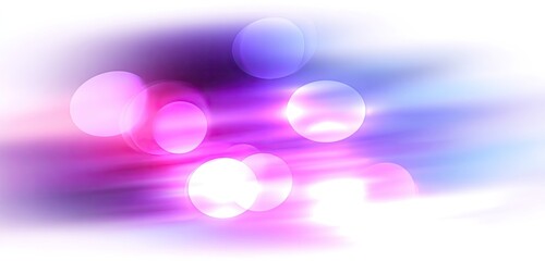 Abstract blurred bokeh background with vibrant purple, pink, and blue colors.  Soft, diffused light circles and streaks create a dynamic effect against a white backdrop