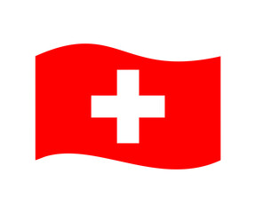 Swiss waving flag. Switzerland flag illustration on transparent background. 
