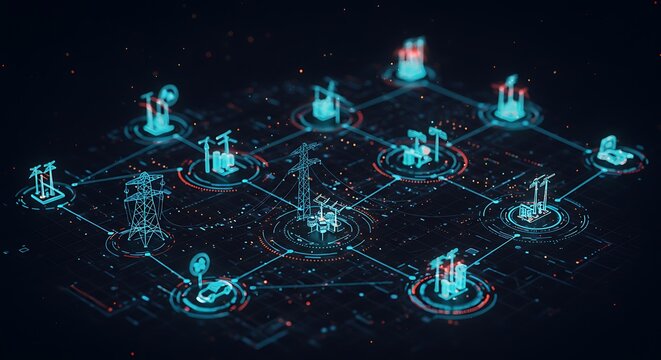 Futuristic Smart Energy Grid and IoT Connectivity Concept Illustration
