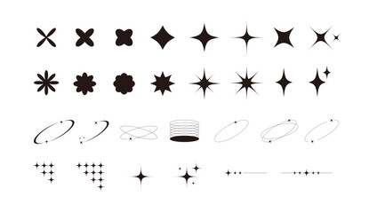 Y2Kスパークル＆ラインアイコン素材セット｜きらきら・星・オービット・デジタルエフェクト集 © HY08