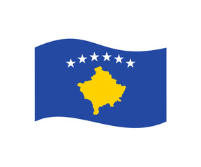 Kosovo waving flag icon. Official flag of Kosovo icon vector design and illustration.

