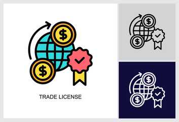 Trade License icon Multi Style Vector Illustration 