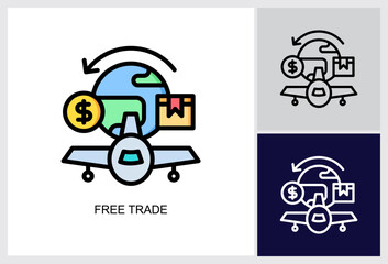 Free Trade icon Multi Style Vector Illustration 